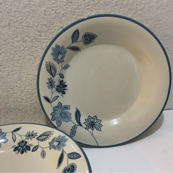 Global Floral Blue By Whole Home dinner Plates 10 1/4” 3 piece G7 - Picture 4 of 9